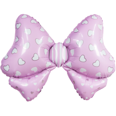 M Agr Шар (36''/91 см) Фигура, Бант, белые сердечки, Розовый, 1 шт. M Agr Шар (36''/91 см) Фигура, Бант, белые сердечки, Розовый, 1 шт.